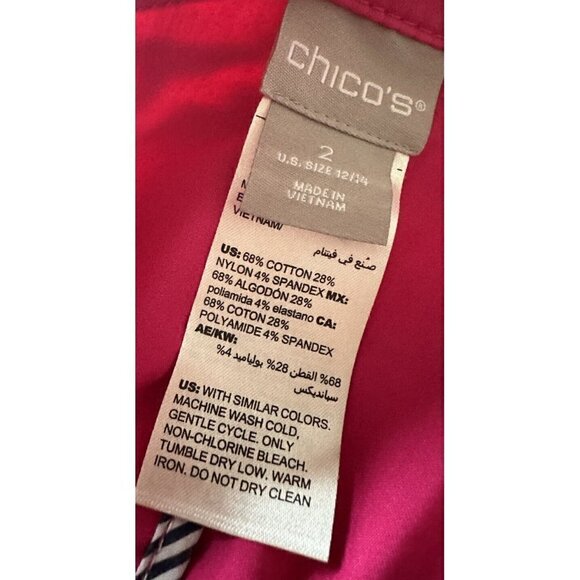 Chicos Pink Jacket‎ Womens Size 2 Button Long Sleeve Blouse - Picture 6 of 9